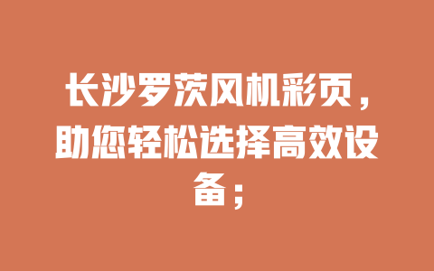 長沙羅茨風(fēng)機彩頁，助您輕松選擇高效設(shè)備； 一