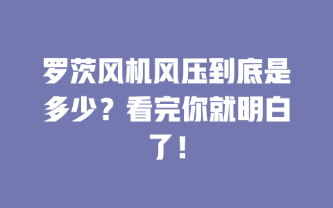 羅茨風(fēng)機(jī)風(fēng)壓到底是多少？看完你就明白了！ 一