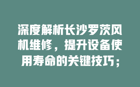 深度解析長沙羅茨風(fēng)機(jī)維修，提升設(shè)備使用壽命的關(guān)鍵技巧； 一