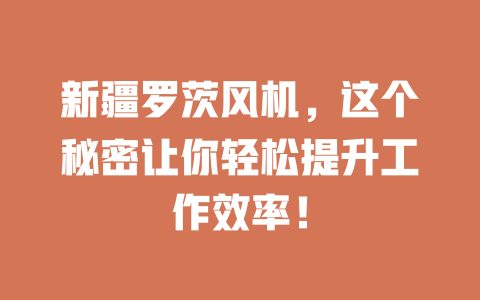 新疆羅茨風(fēng)機(jī)，這個(gè)秘密讓你輕松提升工作效率！ 一