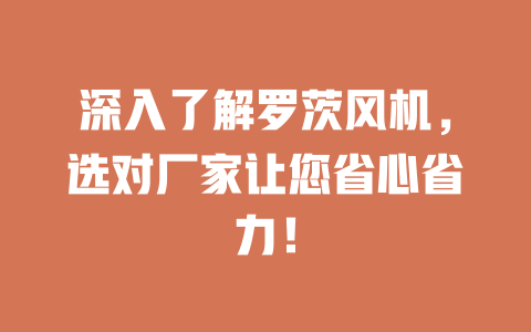 深入了解羅茨風(fēng)機(jī)，選對(duì)廠家讓您省心省力！ 一