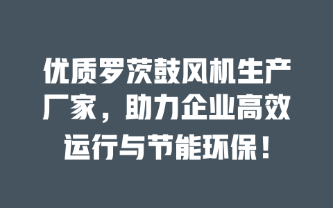 優(yōu)質(zhì)羅茨鼓風(fēng)機(jī)生產(chǎn)廠家，助力企業(yè)高效運(yùn)行與節(jié)能環(huán)保！ 一