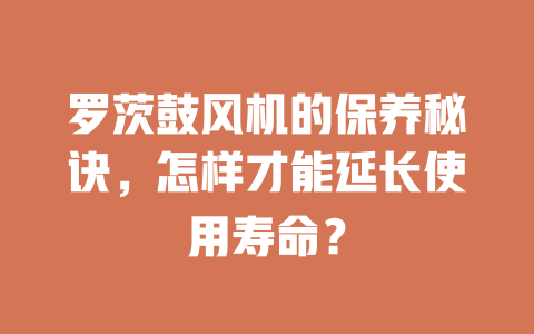 羅茨鼓風(fēng)機(jī)的保養(yǎng)秘訣，怎樣才能延長使用壽命？ 一