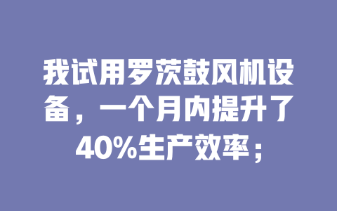 我試用羅茨鼓風(fēng)機設(shè)備，一個月內(nèi)提升了40%生產(chǎn)效率； 一